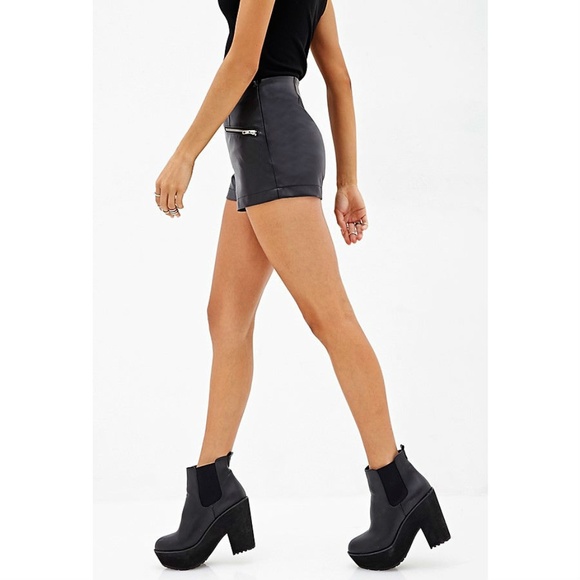 Forever 21 Pants - Black Faux Leather Shorts